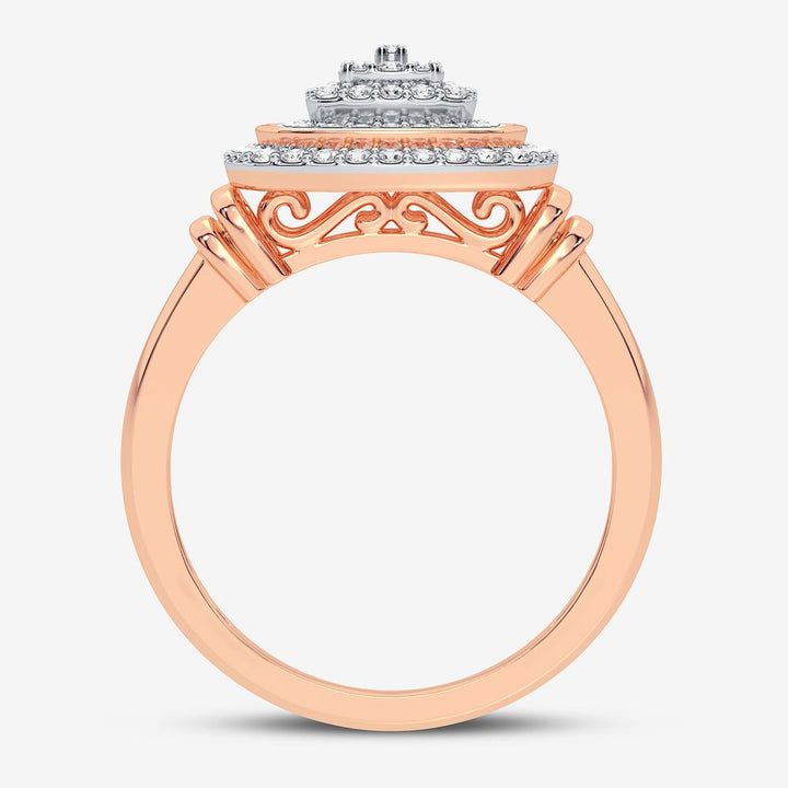 Chic 10k Rose Gold 0.20CT Lab Diamond Womens Fashion Ring