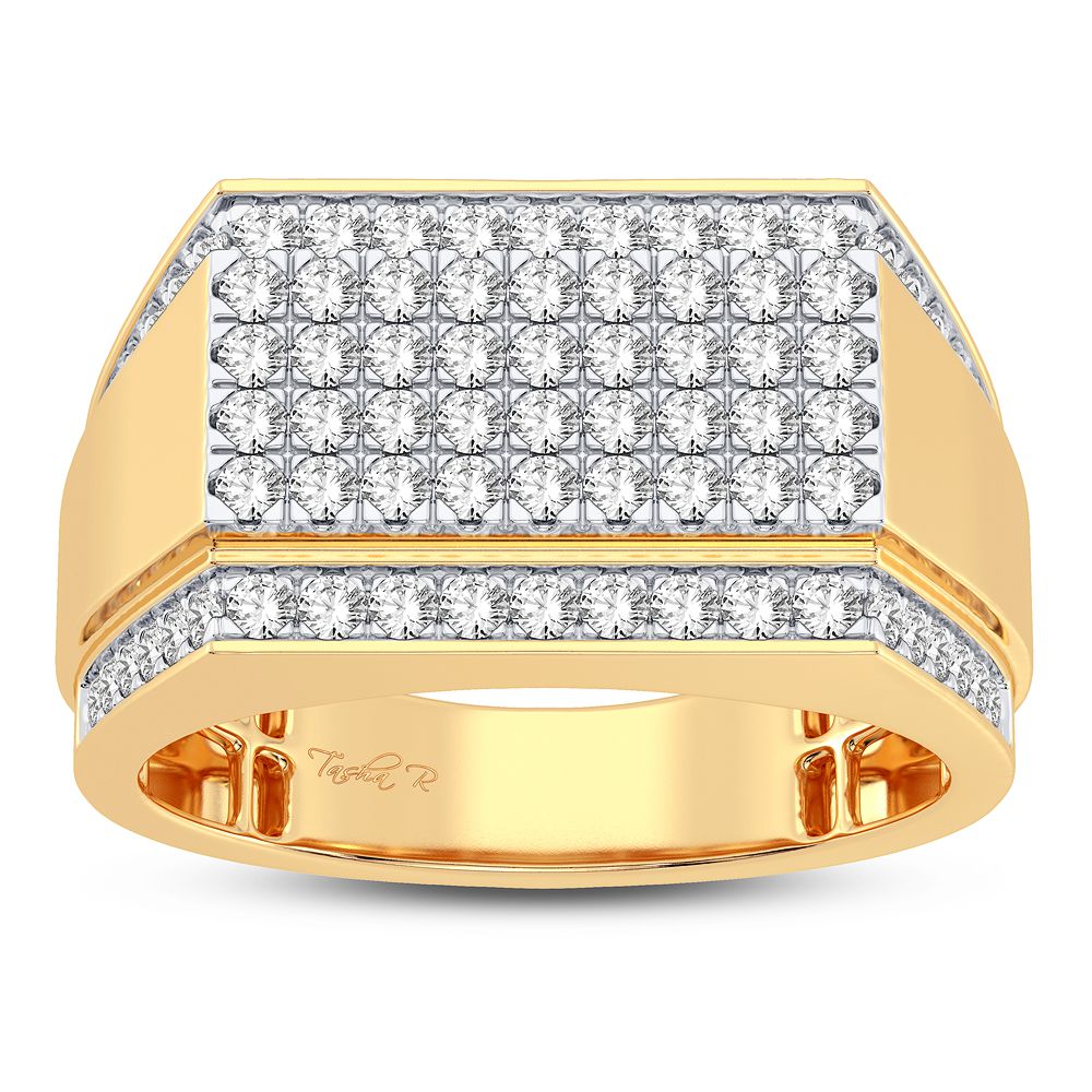 Bold 14K Yellow Gold 1CT Lab Diamond Mens Band