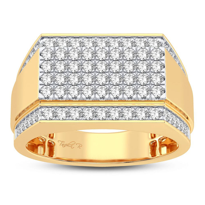 Bold 14K Yellow Gold 1CT Lab Diamond Mens Band