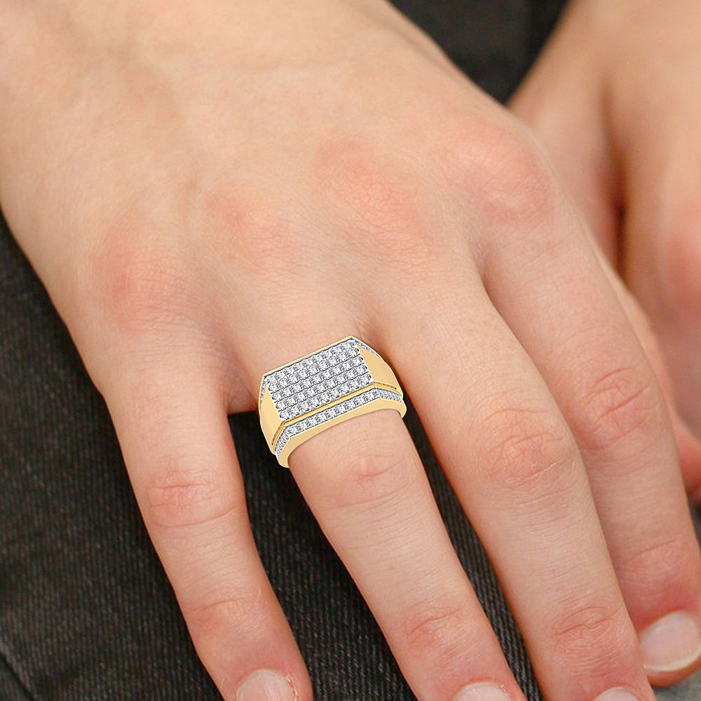 Bold 14K Yellow Gold 1CT Lab Diamond Mens Band