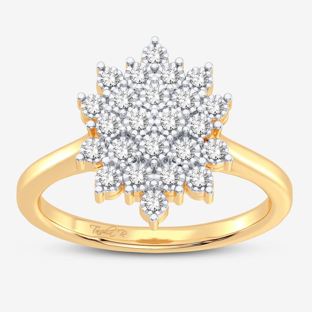 Chic 10k Yellow Gold Lab Diamond Womens Fashion Ring