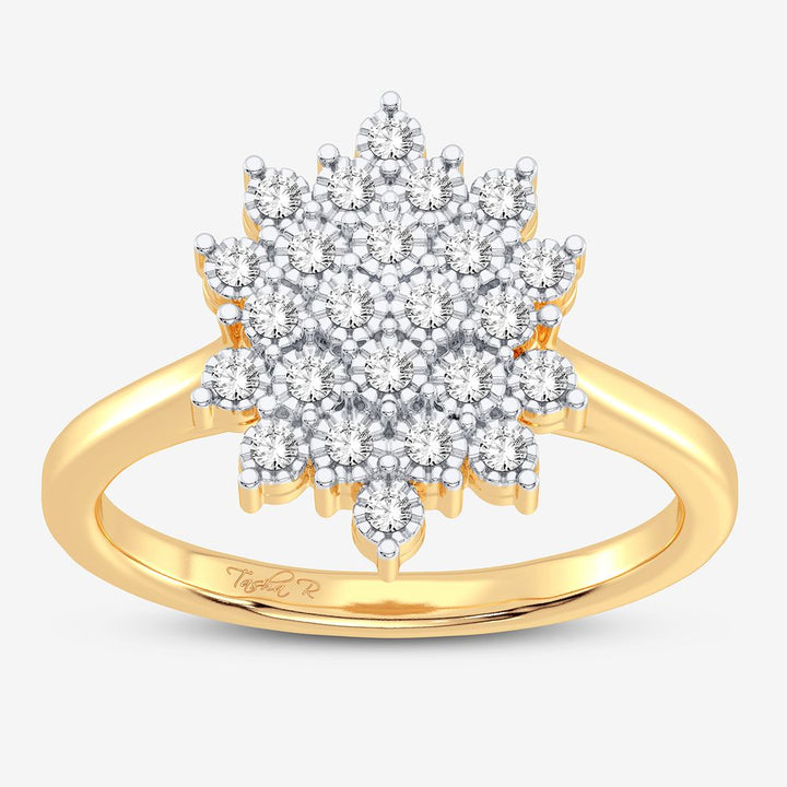 Chic 10k Yellow Gold Lab Diamond Womens Fashion Ring