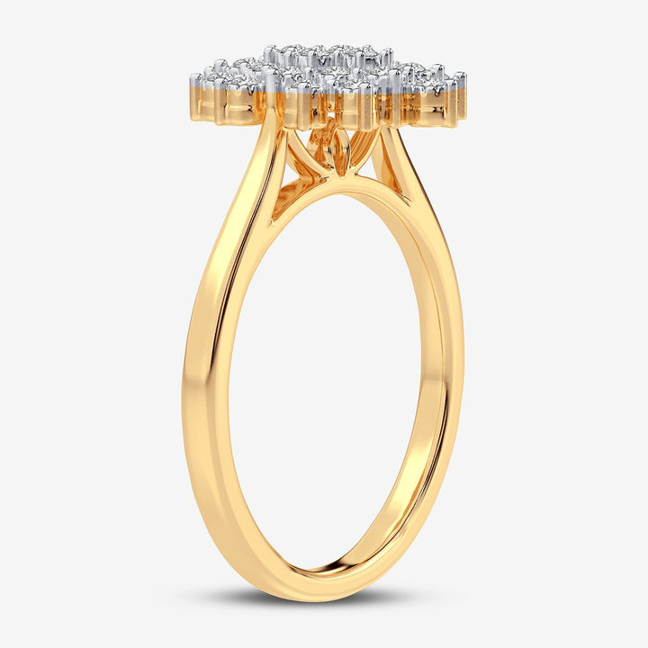 Chic 10k Yellow Gold Lab Diamond Womens Fashion Ring