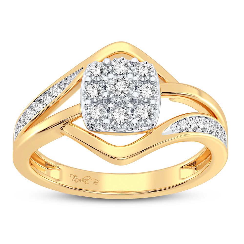 Chic 10k Yellow Gold Lab Diamond Womens Fashion Ring