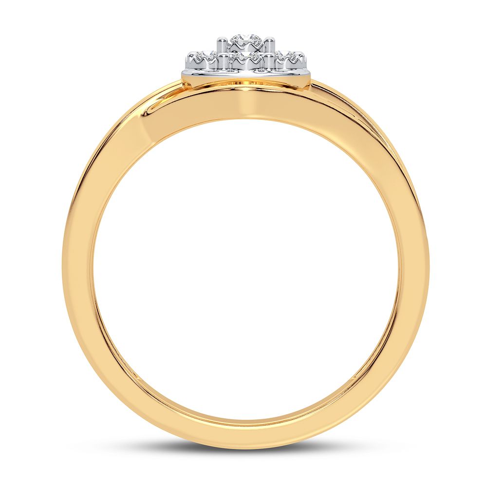 Chic 10k Yellow Gold Lab Diamond Womens Fashion Ring