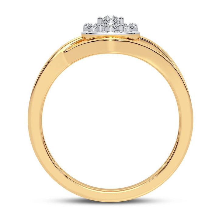 Chic 10k Yellow Gold Lab Diamond Womens Fashion Ring