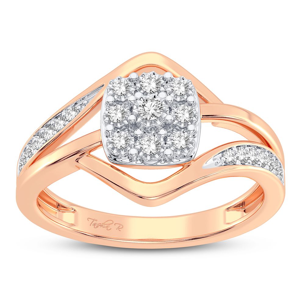 Chic 10k Rose Gold 0.10CT Lab Diamond Womens Ring
