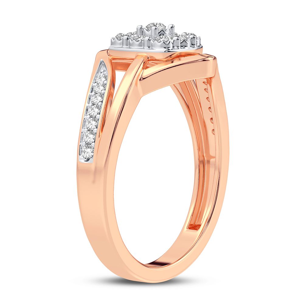 Chic 10k Rose Gold 0.10CT Lab Diamond Womens Ring