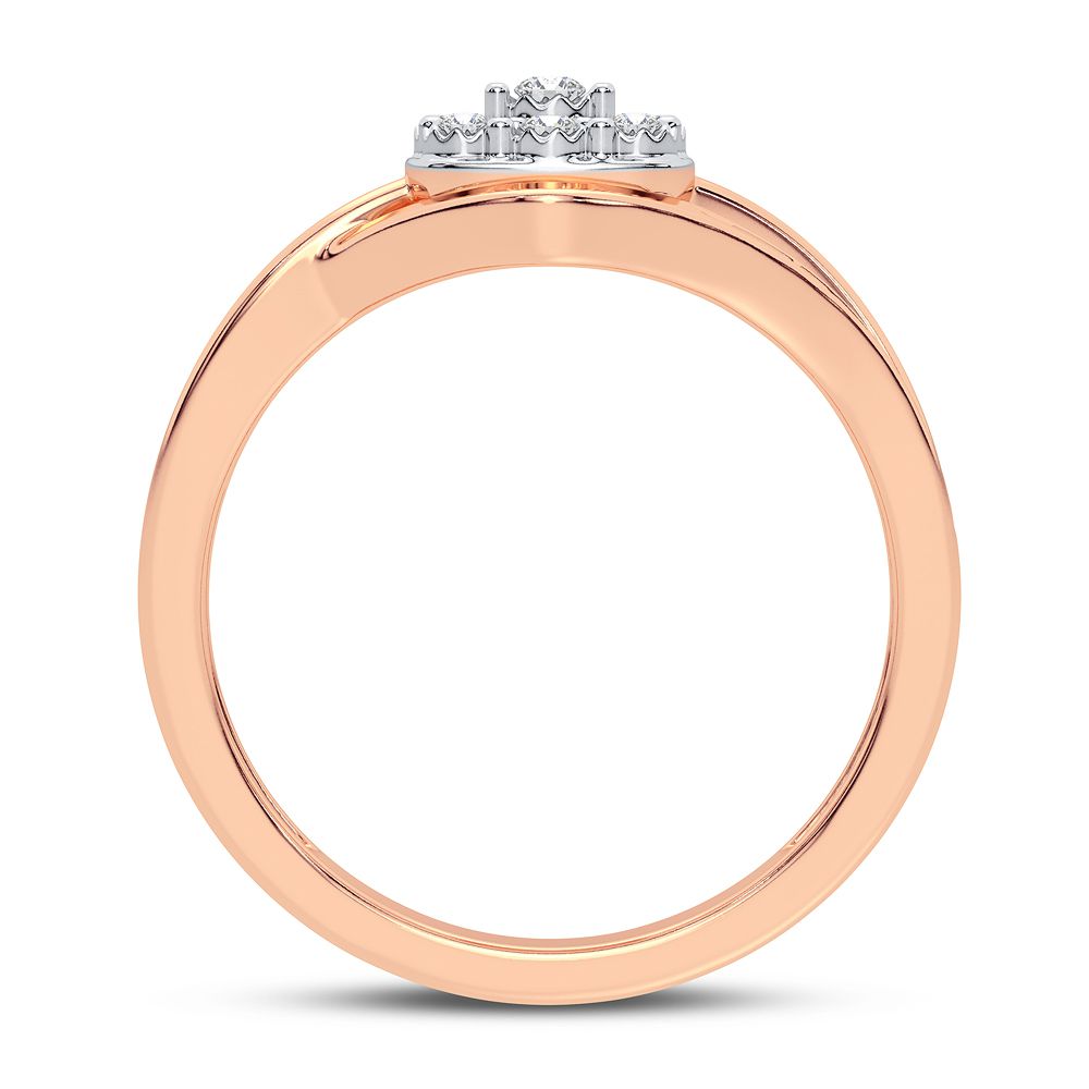 Chic 10k Rose Gold 0.10CT Lab Diamond Womens Ring