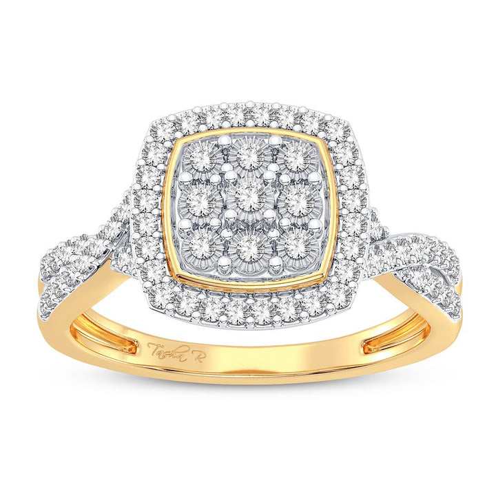 Sparkling 10k Yellow Gold 0.10CT Lab Diamond Womens Fashion Ring