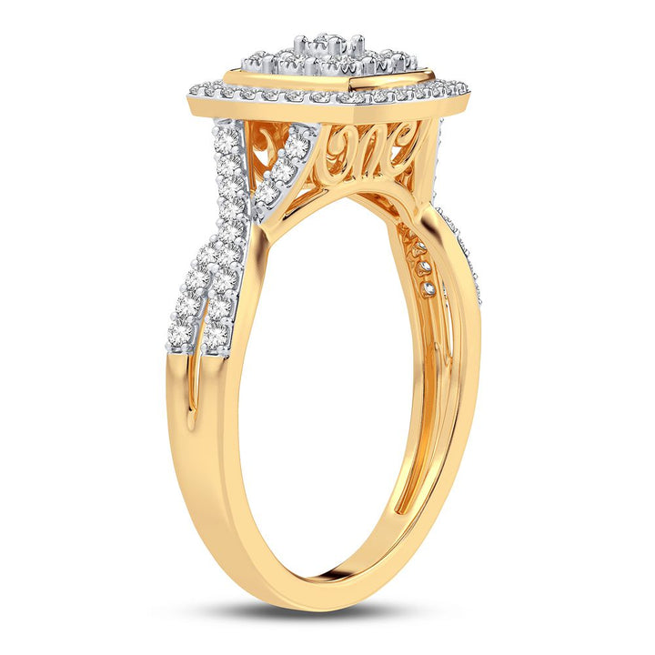 Sparkling 10k Yellow Gold 0.10CT Lab Diamond Womens Fashion Ring