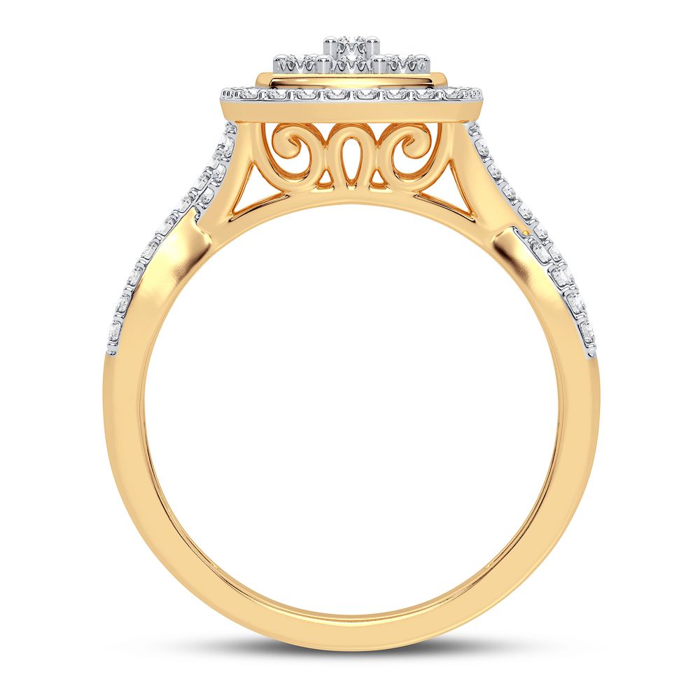 Sparkling 10k Yellow Gold 0.10CT Lab Diamond Womens Fashion Ring