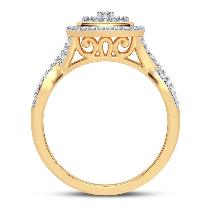 Sparkling 10k Yellow Gold 0.10CT Lab Diamond Womens Fashion Ring