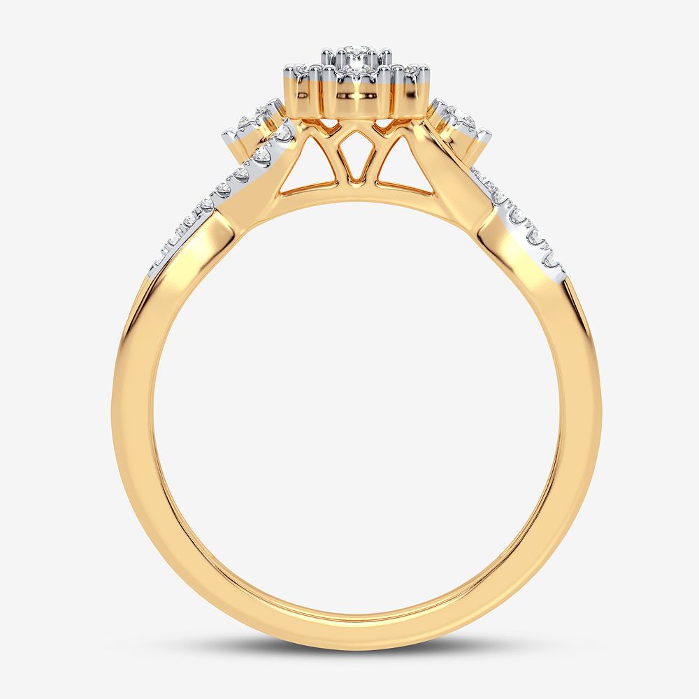 Chic 10k Yellow Gold Lab Diamond Womens Fashion Ring