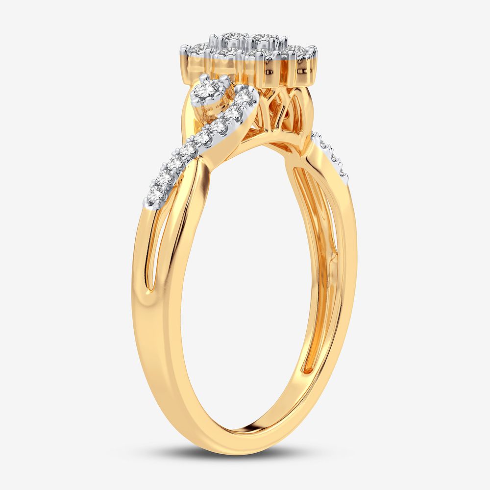 Chic 10k Yellow Gold Lab Diamond Womens Fashion Ring