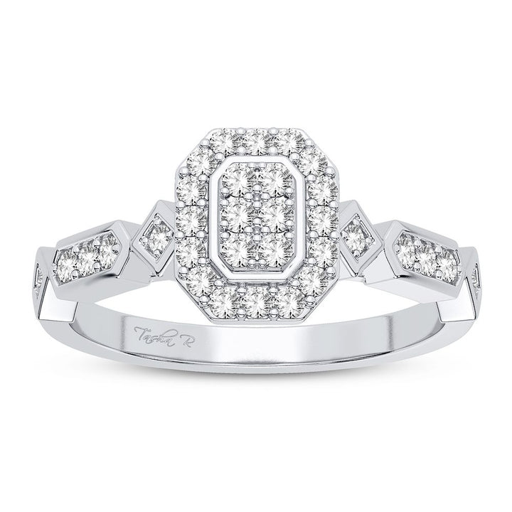 Chic 10k White Gold 0.20CT Lab Diamond Womens Fashion Ring