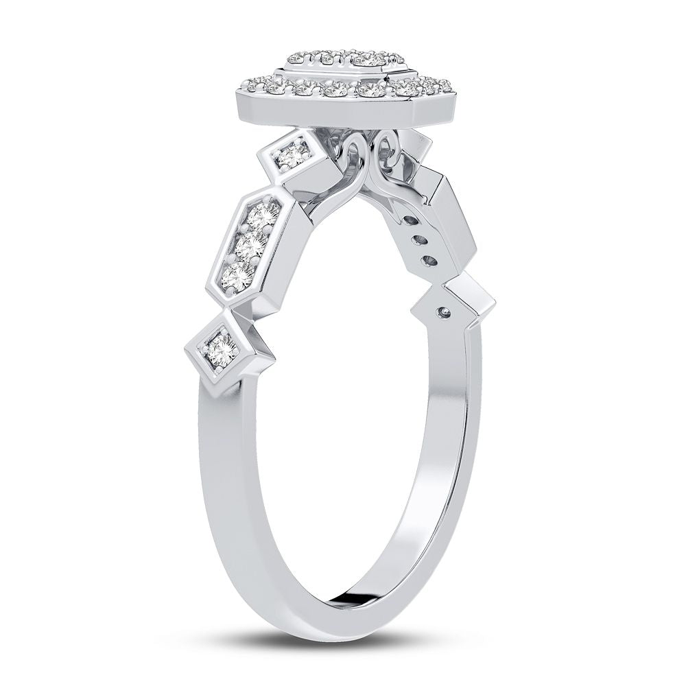 Chic 10k White Gold 0.20CT Lab Diamond Womens Fashion Ring