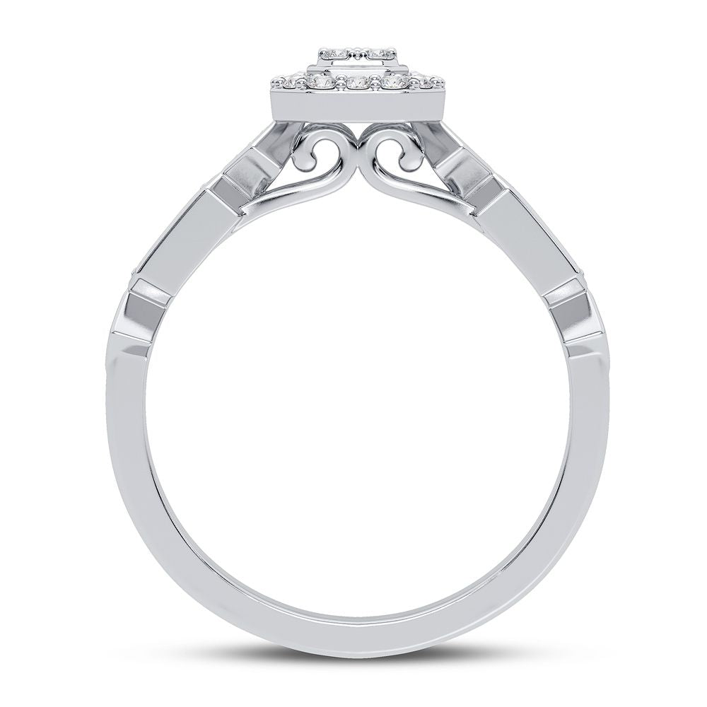 Chic 10k White Gold 0.20CT Lab Diamond Womens Fashion Ring