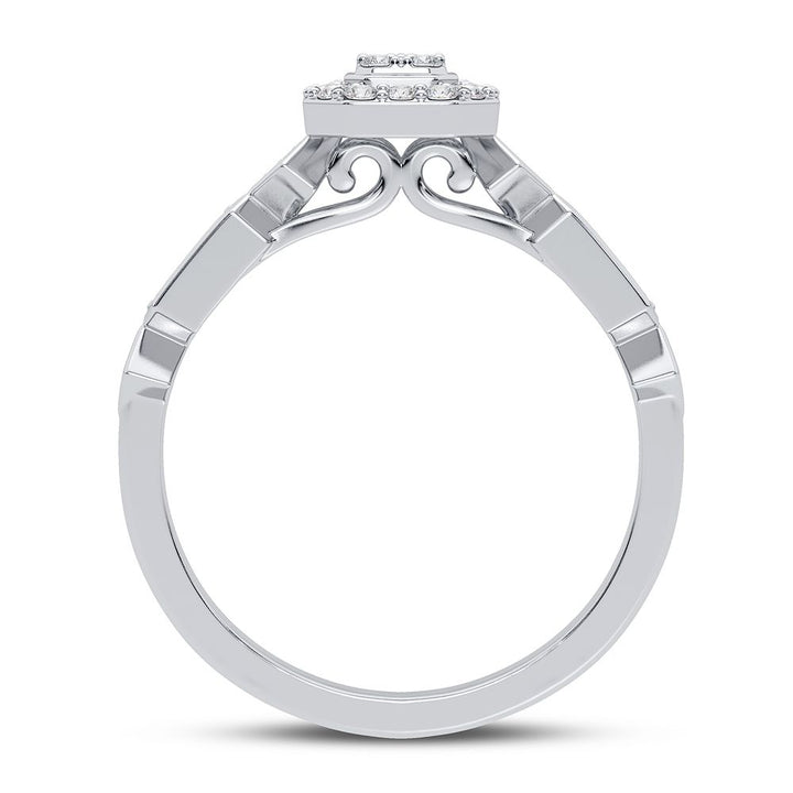 Chic 10k White Gold 0.20CT Lab Diamond Womens Fashion Ring