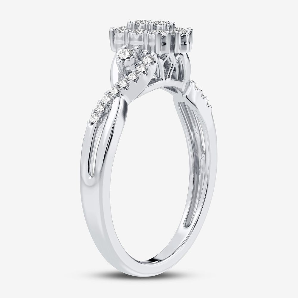 Chic 10k White Gold Lab Diamond Fashion Ring for Women