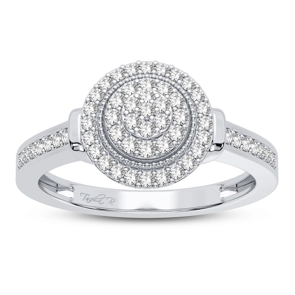 Chic 10k White Gold 0.10CT Lab Diamond Womens Fashion Ring