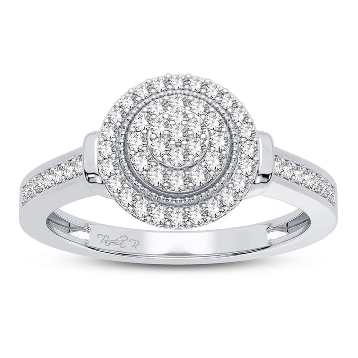 Chic 10k White Gold 0.10CT Lab Diamond Womens Fashion Ring
