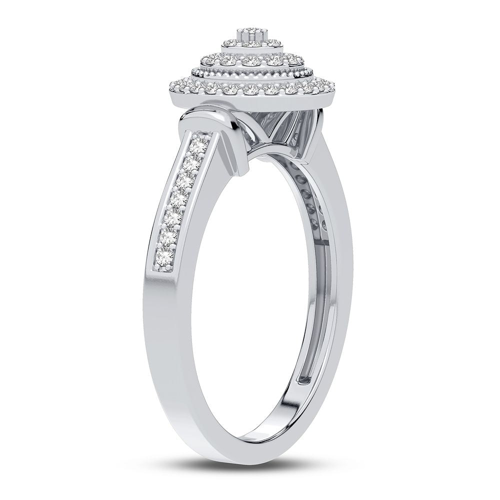 Chic 10k White Gold 0.10CT Lab Diamond Womens Fashion Ring