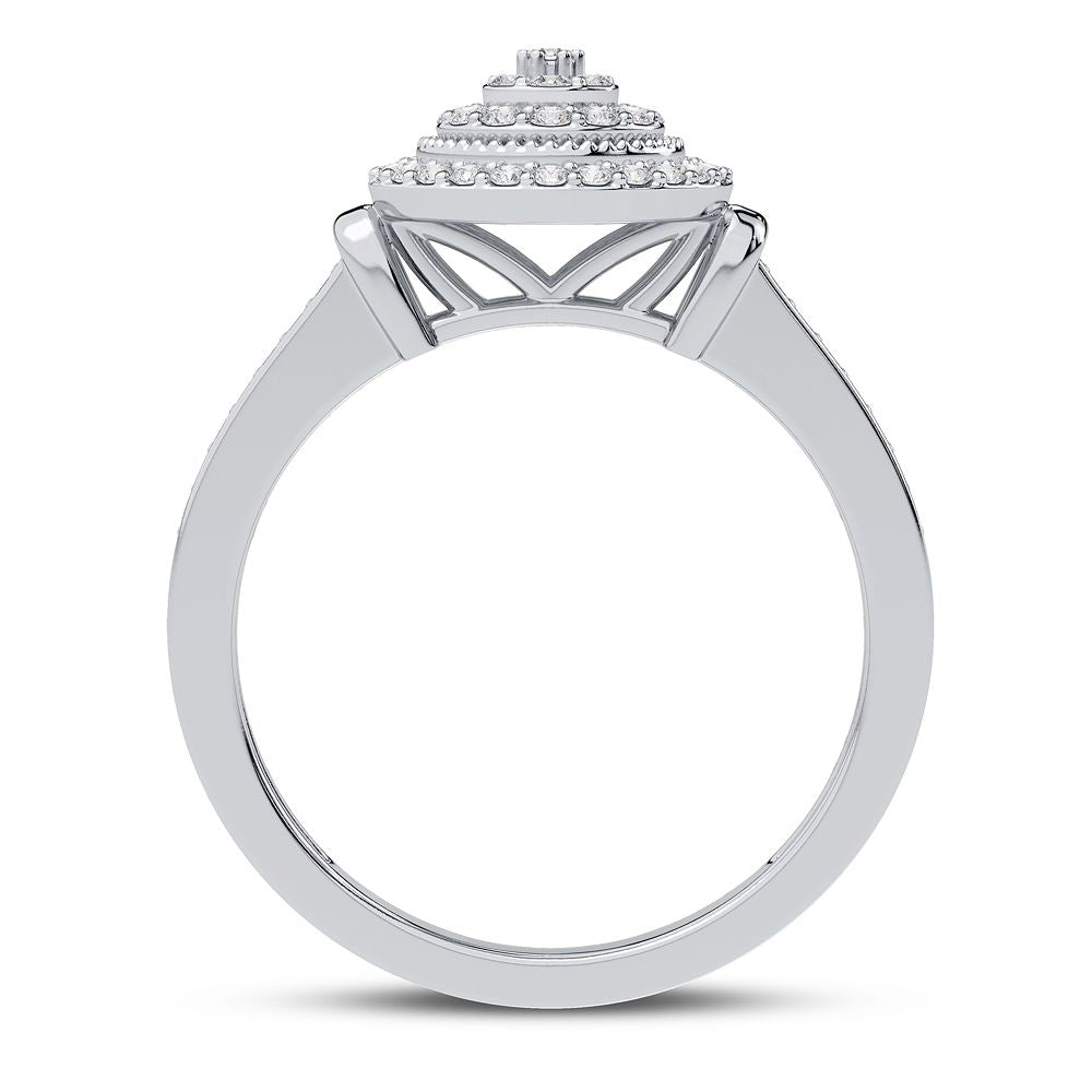 Chic 10k White Gold 0.10CT Lab Diamond Womens Fashion Ring