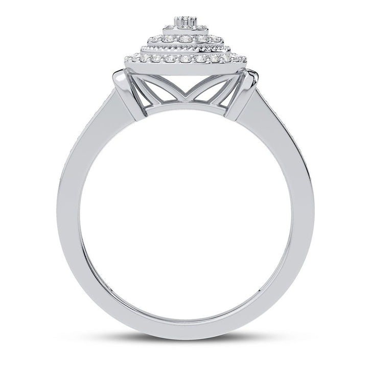 Chic 10k White Gold 0.10CT Lab Diamond Womens Fashion Ring