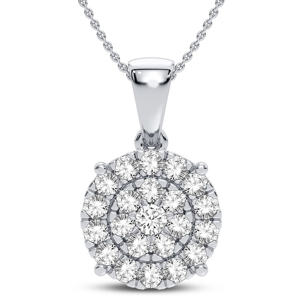Luminous 10k White Gold 1CT Lab Diamond Pendant Necklace