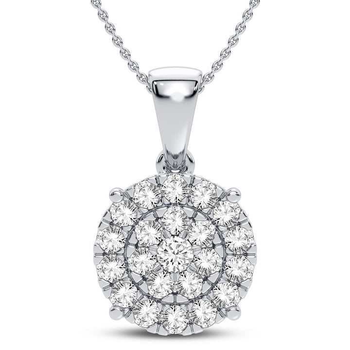 Luminous 10k White Gold 1CT Lab Diamond Pendant Necklace