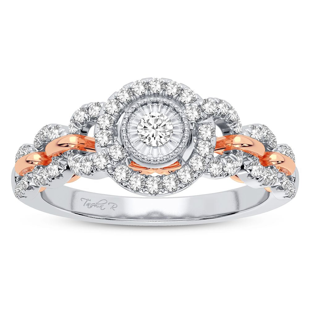 Chic 10k White Gold Lab Diamond Womens Fashion Ring