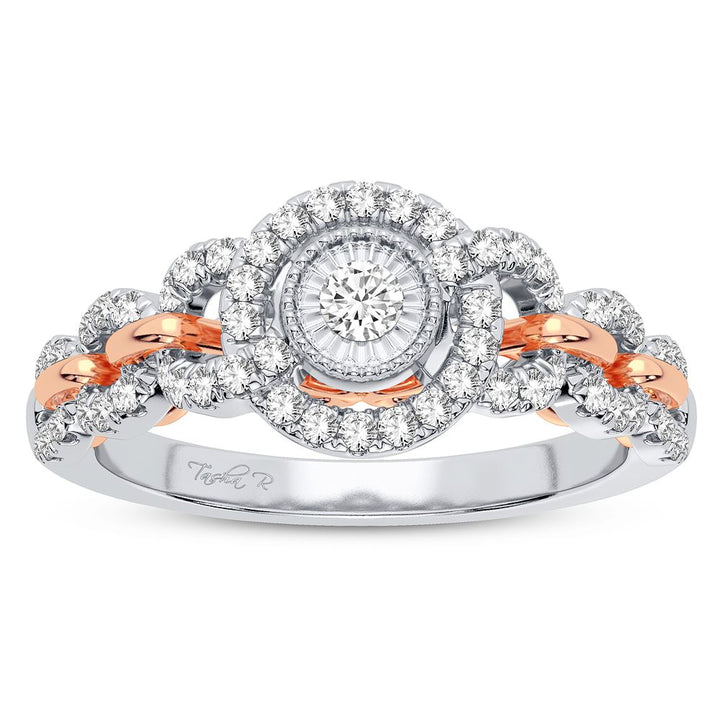 Chic 10k White Gold Lab Diamond Womens Fashion Ring