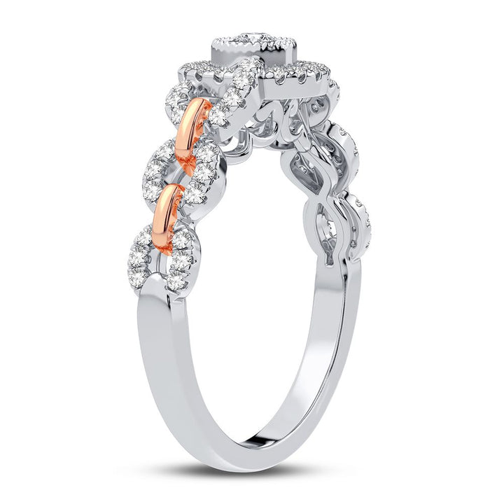 Chic 10k White Gold Lab Diamond Womens Fashion Ring