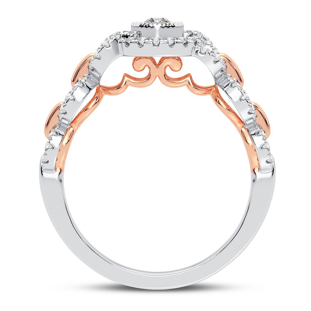 Chic 10k White Gold Lab Diamond Womens Fashion Ring