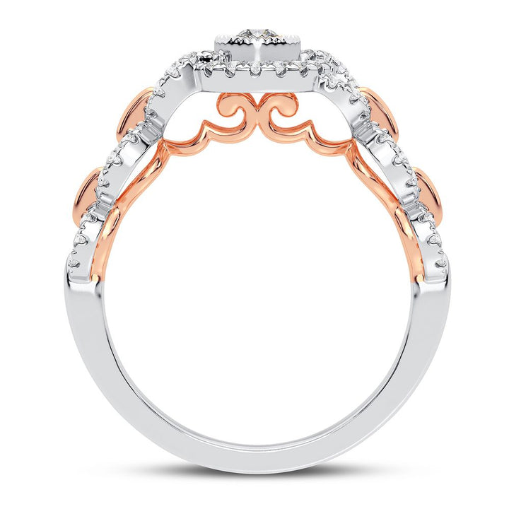 Chic 10k White Gold Lab Diamond Womens Fashion Ring
