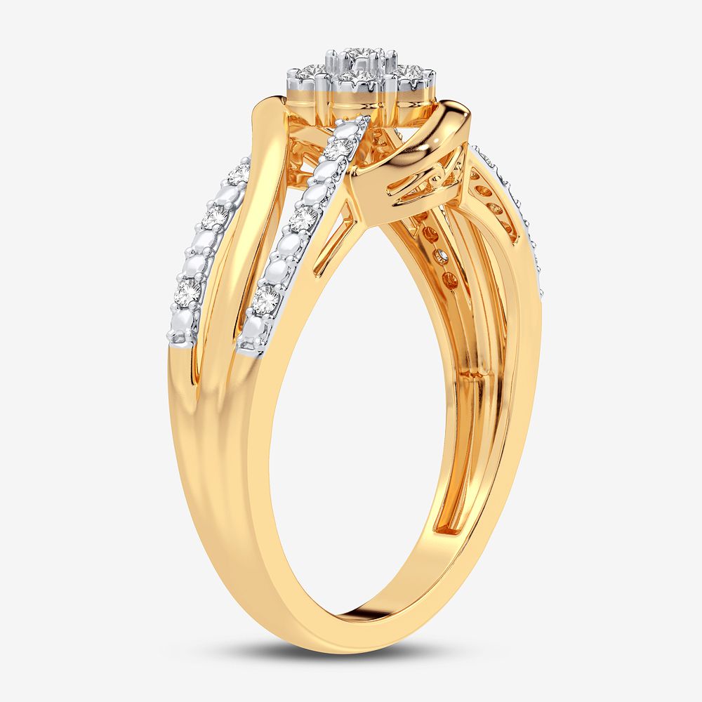 10k Yellow Gold Lab Diamond Womens Fashion Ring - 0.10CT