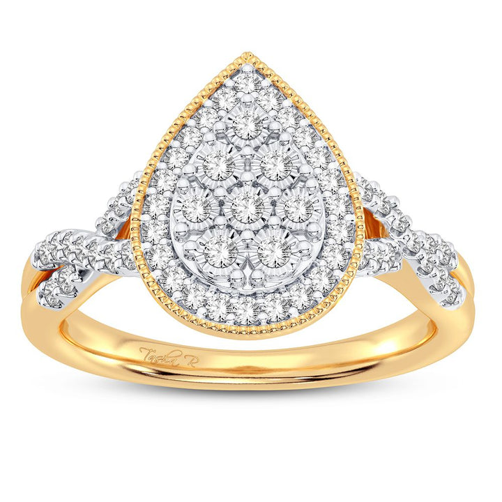 Chic 10k Yellow Gold Lab Diamond Womens Fashion Ring