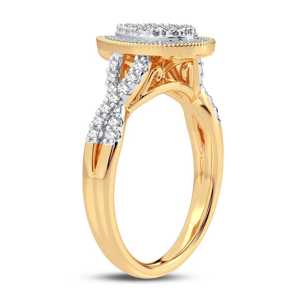 Chic 10k Yellow Gold Lab Diamond Womens Fashion Ring