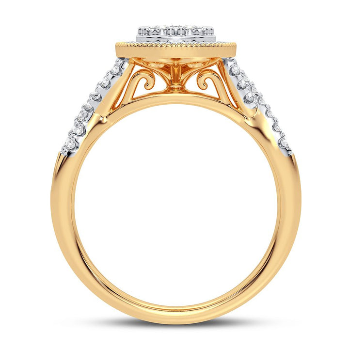 Chic 10k Yellow Gold Lab Diamond Womens Fashion Ring