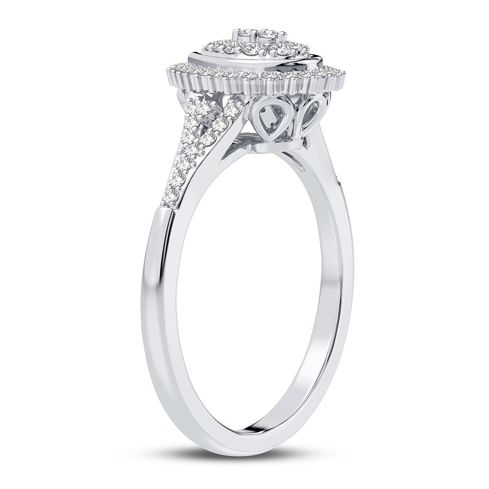 Sparkling 0.25CT Lab Diamond Womens 10k White Gold Ring