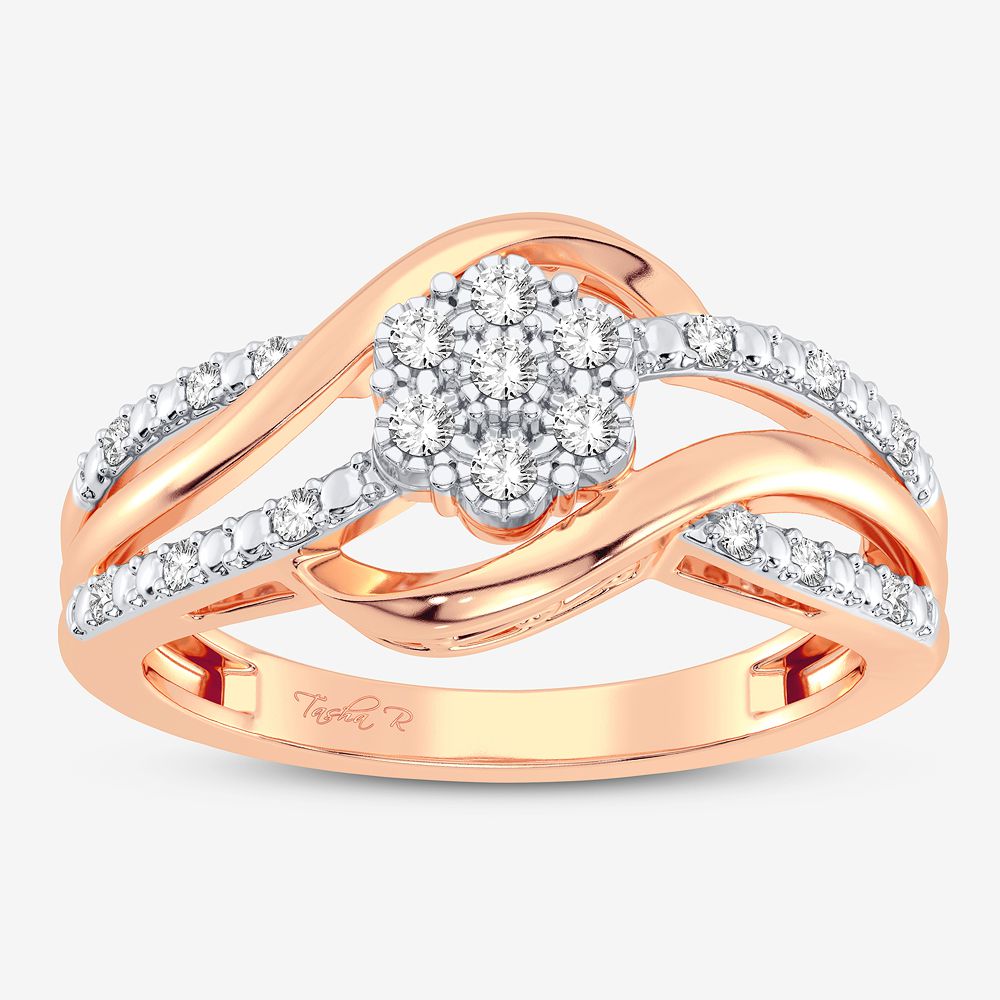 Chic 10k Rose Gold 0.10CT Lab Diamond Womens Ring