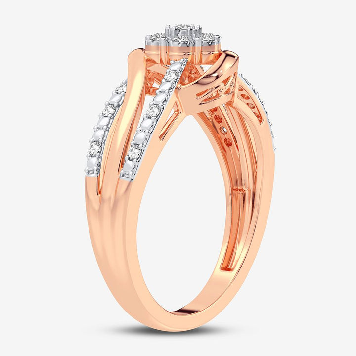 Chic 10k Rose Gold 0.10CT Lab Diamond Womens Ring