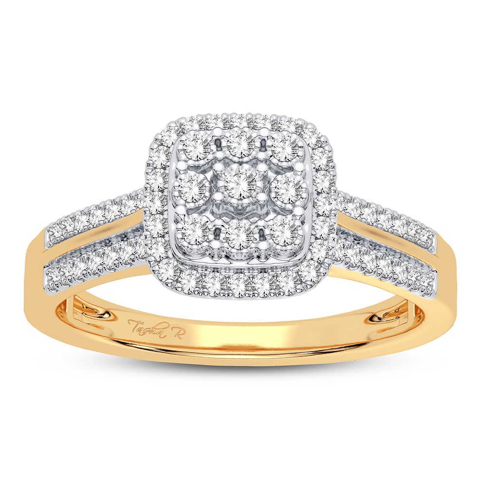 10k Yellow Gold Lab Diamond Womens Fashion Ring - 0.17CT Sparkle