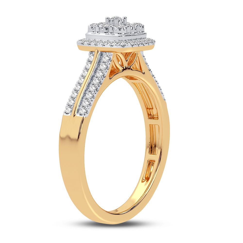 10k Yellow Gold Lab Diamond Womens Fashion Ring - 0.17CT Sparkle