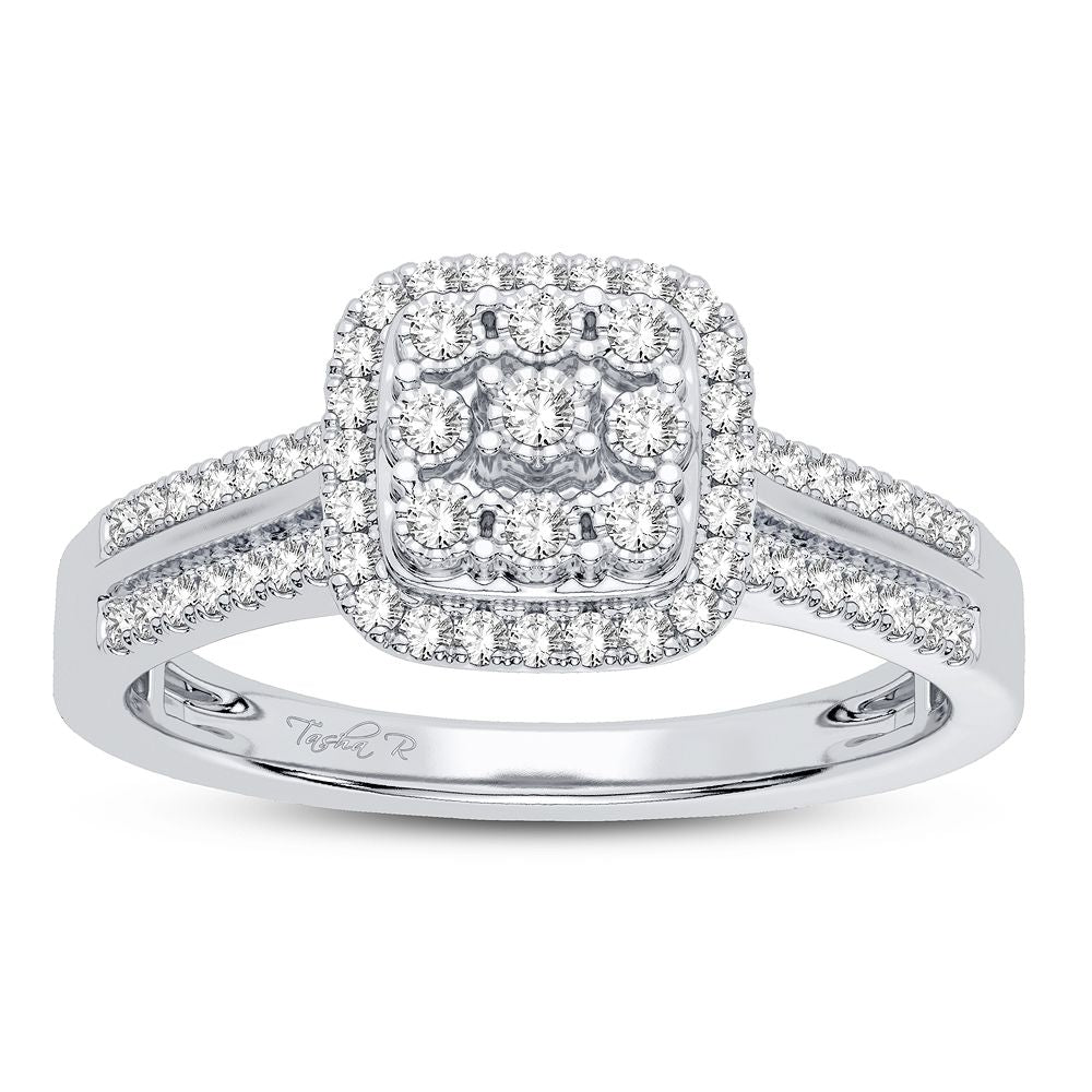 Sparkling 0.17CT Lab Diamond Womens 10k White Gold Ring