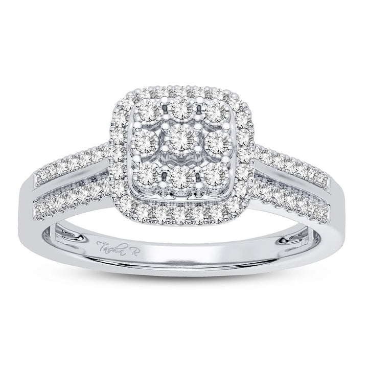 Sparkling 0.17CT Lab Diamond Womens 10k White Gold Ring
