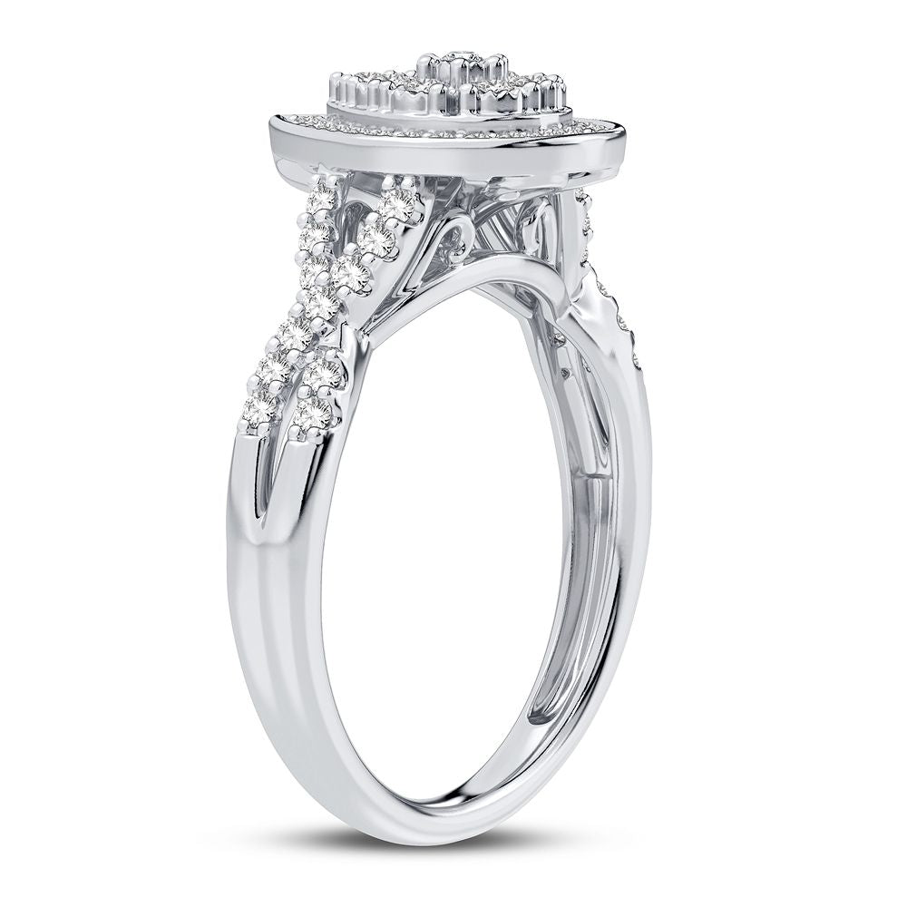 Chic 10k White Gold Lab Diamond Fashion Ring for Her
