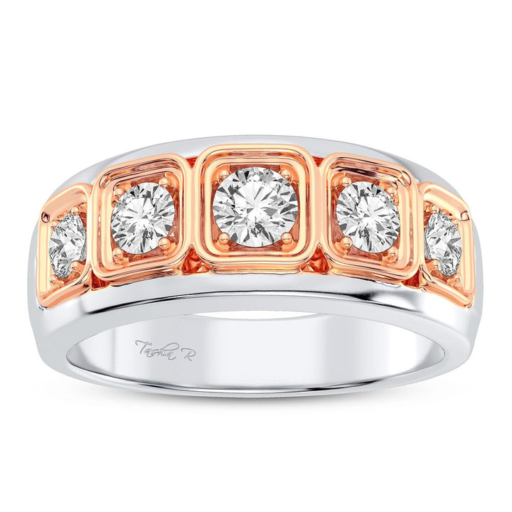 Masculine 14K White Gold 1CT Lab Diamond Mens Ring