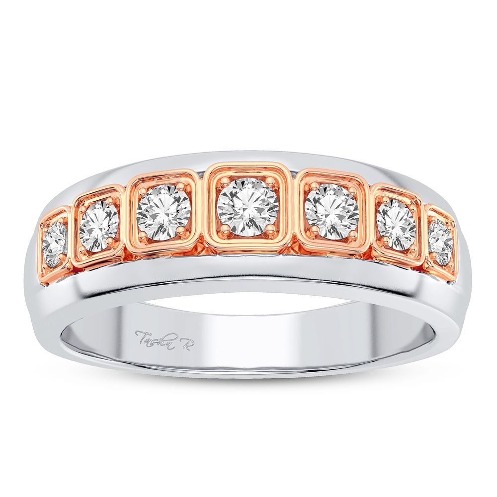 Sophisticated 14K White Gold Lab Diamond Mens Statement Ring
